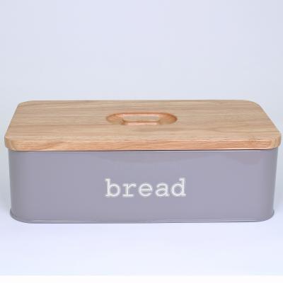 China Freshness Keeping Vintage Metal Kitchen Storage Bread Tin Canister With Bamboo Lid for sale