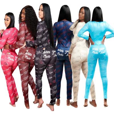 China QUICK DRY women's clothes fall 2021 pajamas sleepwear pajamas loungewear printing party ladies nightgowns C136-1 for sale