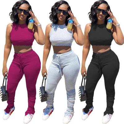 China 2020 newcomer QUICK DRY new arrivals plus size pants outfits 2 piece set women clothing stacked pants set pile gaiters women outfits for sale