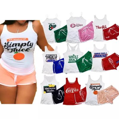 China Anti-wrinkle in running wholesale hot sale letter print booty snack shorts, biker shorts, two-piece snack shorts and women snack shorts sets for sale