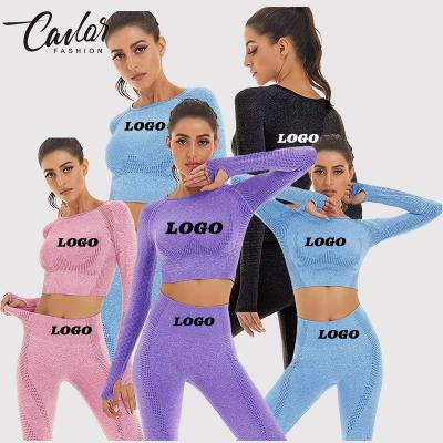 China S26 Custom Logo Breathable Wear Seamless Set Women Suit 2022 New Arrivals Long Sleeve Plus Size Top Sets Sport Gym Two Piece Set Yoga for sale