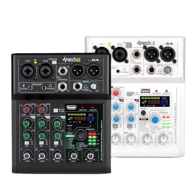 中国 Mini 4 Channel Sound Card USB Mixer Console Perfect DJ Smartphone Karaoke Professional Manchez G4 Sound Computer Recording 48V 販売のため