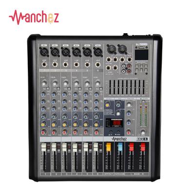 China Manchez MT-6 6 Channel Home Party DJ Audio Mixer With USB Interface 48V Phantom Power Professional Audio Equipment Console à venda