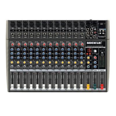 China Perfect Sound Channel MQ-12 4 8 Professional 12 Channel Audio Mixer High Bass Mixing Console MP3 USB Karaoke Amplifier DJ Equipment Te koop