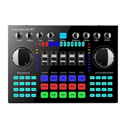 Cina Perfect K1 Live Sound Card Computer Phone Voice Switcher Mixer Board HIFI Streaming Universal 5.0 Audio in vendita