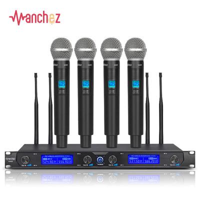 China Professional Wireless Speaking Microphone 4 Channels Portable Karaoke Party Stage for sale