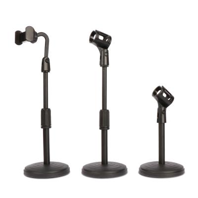 China Economical Metal Microphone Stand Ultra High Cost Performance Round Plastic Base OEM Mobile Phone Lazy Stand for sale