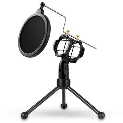 China Live Broadcast Metal Microphone Stand Bracket Shockproof, Windproof, Sprayproof Net Cover Tripod for sale