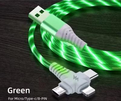 China Hot sale factory price 3 in 1 USB cable to light up at night and date transfer shining cable for sale