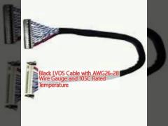 Black LVDS Cable with AWG26-28 Wire Gauge and 105C Rated Temperature