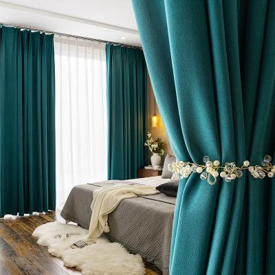 China Blackout High Weight Plain Soft Silky Micro Blackout Fabric Ready Made Velvet Tarnish Curtain for sale