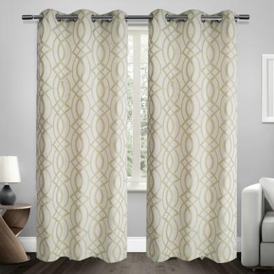 China Simple Decoration Grommet Complement Beige Jacquard Curtains And Drapes For Living Room for sale