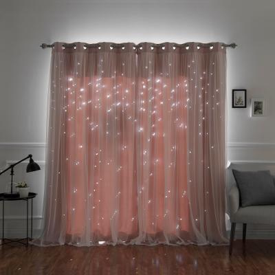 China Cute and Sweet Blackout Children Princes Tulle Covered Star Cut Blackout Children's Curtains for sale