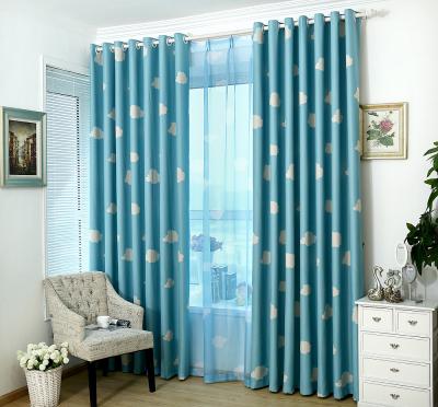 China Modern Home Decorative Blue Sky And Cloud White Black Kids Curtains For Bedroom for sale