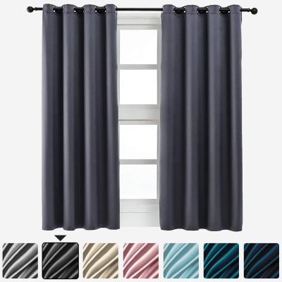 China Blackout Faux Silk High End Soft Silk Single Thermal Insulated Customized Gray Blackout Hotel Curtains for sale