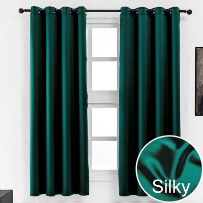 China Hot selling blackout high weight dupioni blackout plain silk curtain for bedroom and living room for sale