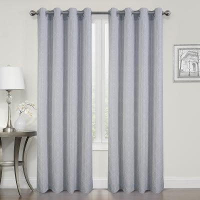 China Wholesale Striped Texture White And Gray Curtain Living Room Curtains Geometry Decoration for sale