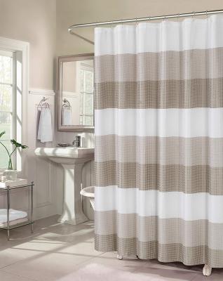 China Sustainable Taupe Waffle Bathroom Decorated Eco - Friendly Ware Shower Curtains for sale