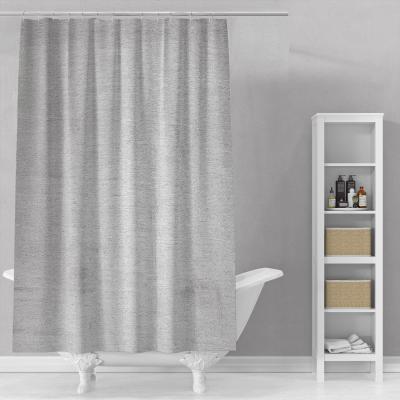 China Sustainable Factory Supply Glittered Polyester Fabric Bark Textured Gray Shower Curtains for sale