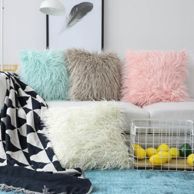 China Anti-static high quality soft and warm decorative single fuax fur cushion covers for sofa and chair for sale