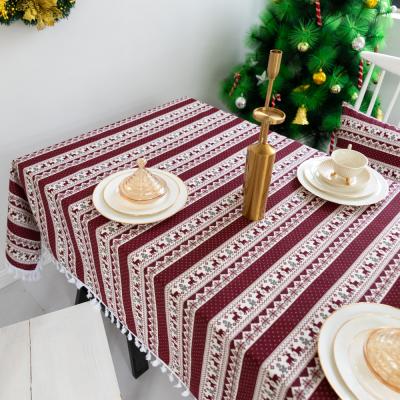 China Holiday Decor Waterproof Christmas Nordic Herringbone Printed Table Clothes for sale