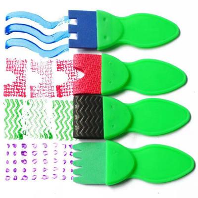 China Sponge Brush Early Education Sponge Brush 42 Pieces Set Children's Brush Paint Roller Graffiti Printing Tool for sale