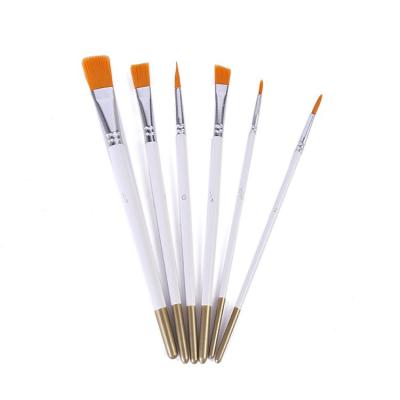 China New Professional 6 Wooden Nylon Hair Handle Paint Brush Set Good Art Painting Art Supplies for sale