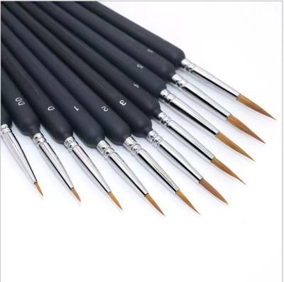 China Watercolor Draw Painting Pen Customized Set of 10 Pieces of Wooden Line Hook Oil Painting Pen Watercolor Brush Pen Artist Small Group Painting Miniature Pole for sale