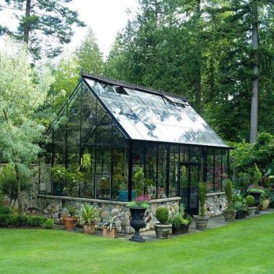 China Easily Assembled Freestanding Design Garden Glass/pc Leaf Vintage Greenhouse Garden for sale