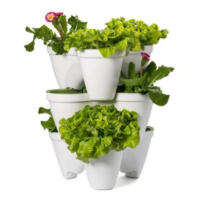 China Plant Growth Hydroponics System Vertical Grow Stackable Tower Flower Pots for sale