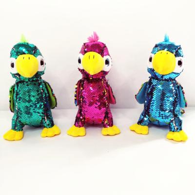 China New 20cm Bling Bling Eco-Friendly Kid Toy Stuffed Sequin Parrot Toys For Gifts for sale