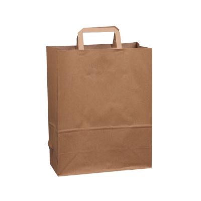 China Recycled Materials Customized Brown Paper Bags With Handle Kraft Paper Flat Bottom Bag Brown Paper Bag Flat Handles for sale