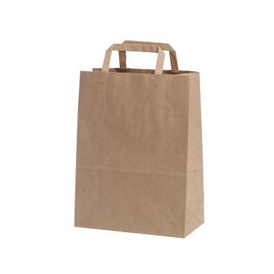 China Recycled Materials Wholesale Custom Print Logo Paper Bag Kraft Paper Brown With Handles Handle Flat Kraft Paper Bag for sale