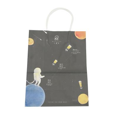 China Gift Paper Bag Black Cardboard Handbag Kraft Paper Bag Biodegradable Luxury But Rigid for sale