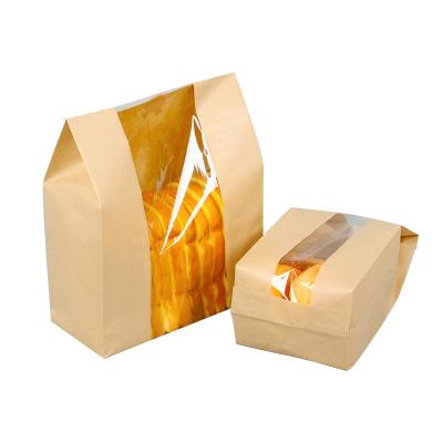 China Biodegradable wholesale brown paper bags front clear resealable bags and paper packaging custom logo bakery paper bag for sale