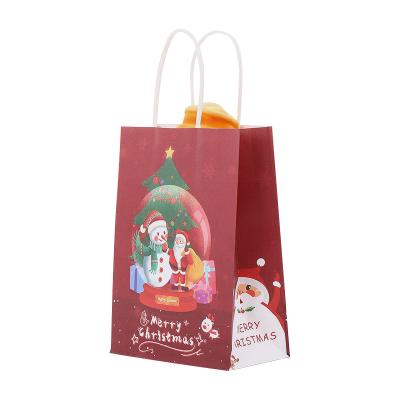 China Recyclable Christmas Craft Paper Bag Vintage Red Dark Red Paper Bag With Handle for sale