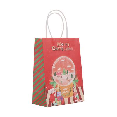 China Recyclable Europe Different Types Of Christmas Paper Gift Bag Kraft Paper Storage Bag With Handle for sale