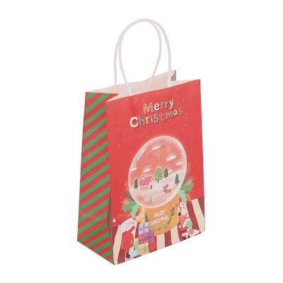 China Recyclable Kraft Paper Gift Bags For Christmas Paper Bag Recycle Vintage With Handle for sale