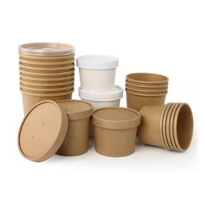 China Disposable Custom Logo Eco-Friendly Biodegradable Kraft Paper Bowl Wallsicecream Packaging Food Container for sale