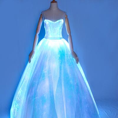 China Hot sale washable fiber optic wedding dress, led wedding dress, light up wedding dress for sale