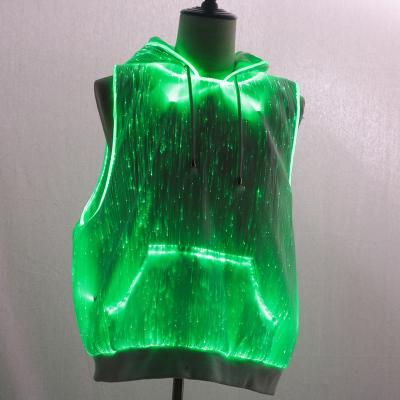 China New breathable fiber optic sweater, LED sweatshirt, fiber optic fabric hoodies for sale