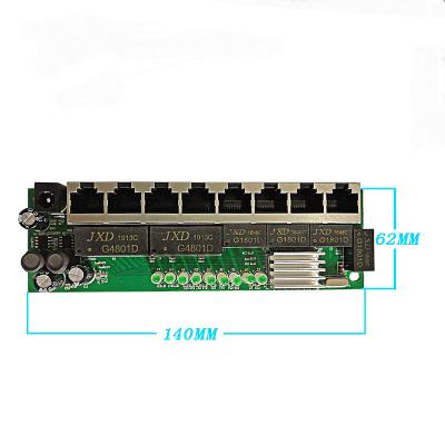 China Stackable Switch Module 10/100/1000mbps Utp Fast Port RJ45 Gigabit Ethernet 8 Port Switches PCBA Board Module for sale