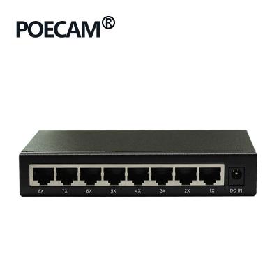 China Steel Case 8 Output Gigabit Ethernet Port Passive Switch 10/100/1000mbps POE 12V- 24V Poe Switch for sale