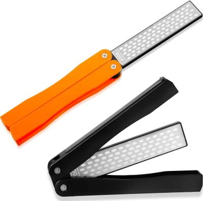 China Viable Kitchen Diamond Pocket Outdoor Camping Folding Knife Sharpener 400/600 Grit Double-Sided Sharpening Stone for sale