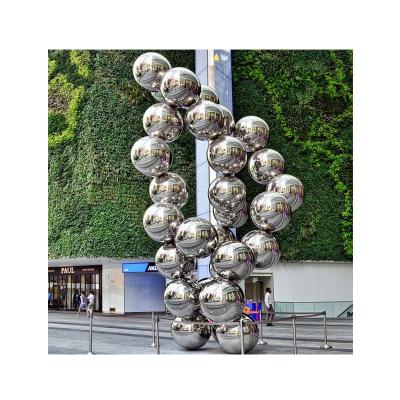 China Large Outdoor Decorations Metal Globe Stainless Steel Sculpture Sphere Cavity Fencing Ball Decoration Stainless Steel Ball for sale