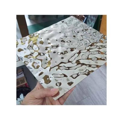 China Water Ripple Ply Stamped Mirror Etched Brushed Embossed Sheet 304 Color Stainless Steel 1000*2000mm for sale