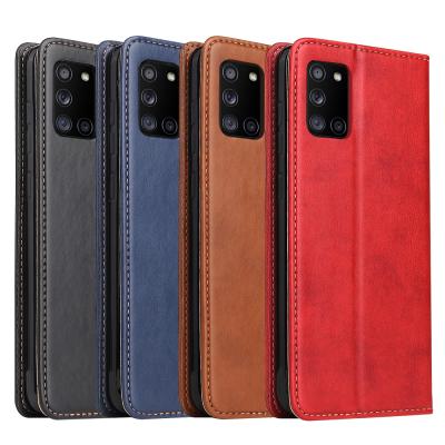 China Classic Flip Leather Case Magnetic Wallet Case PU for Samsung A31 with Card Slot for sale