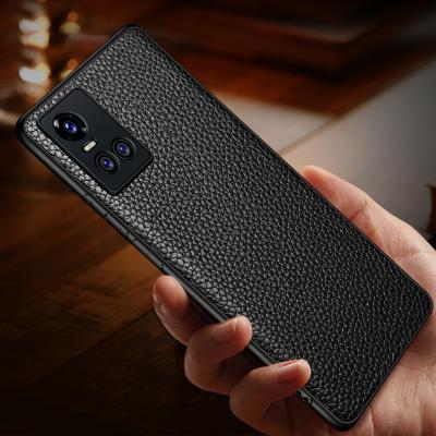 China Best Selling Luxury Design TPU Shockproof Anti-drop Leather Case For VIVO S10 Pro Real Leather Cell Phone Case for sale