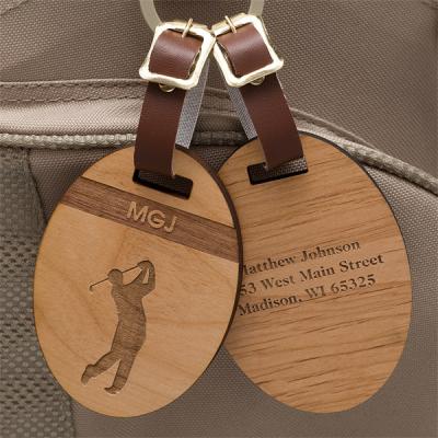 China Custom Wood engraved clothes luggage hang tag for sale