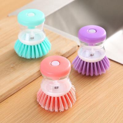 China Kitchen Viable Soap Brush Cleaning Chamber Mini Liquid Soap Dispensing Dish Dish Scrubber Dispensing Cleaning Brush for sale